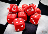 Chessex: Japan War Dice Opaque Red/white 16mm d6 Dice Block (12 dice)