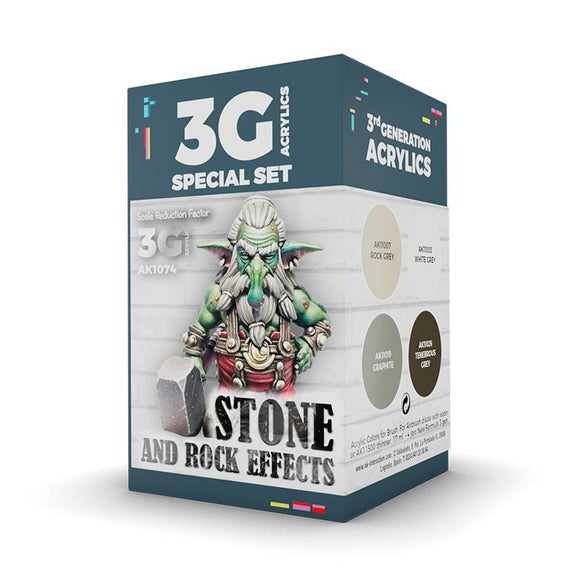 AK Interactive Wargame Color Set. Stone And Rock Effects.