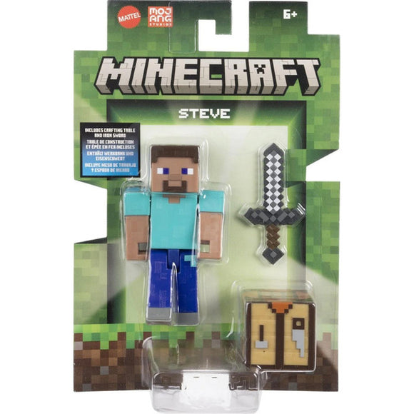 Minecraft Action Figure Steve with Sword and Chest 8cm