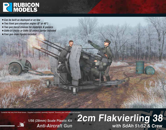 Rubicon Models 280073 - 2cm Flakvierling 38 with SdAh 51/52 Trailer & Crew 10% Off