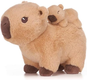 Poshpaws 10" Capybara Soft Toy with Baby Plush - Light Brown Version