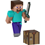 Minecraft Action Figure Steve with Sword and Chest 8cm