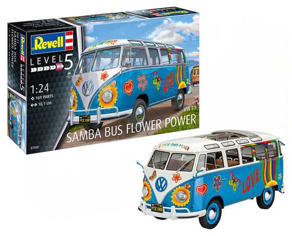 Revell 07050 VW T1 Samba Bus Flower Power 1:24 Scale Unbuilt/Unpainted Plastic Model Kit