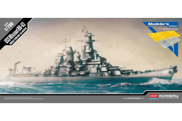 Academy Hobby Models 14223 1/700 USS Missouri BB-63 Battleship Scaled Plastic Model Kit w/ Photo-Etched Parts