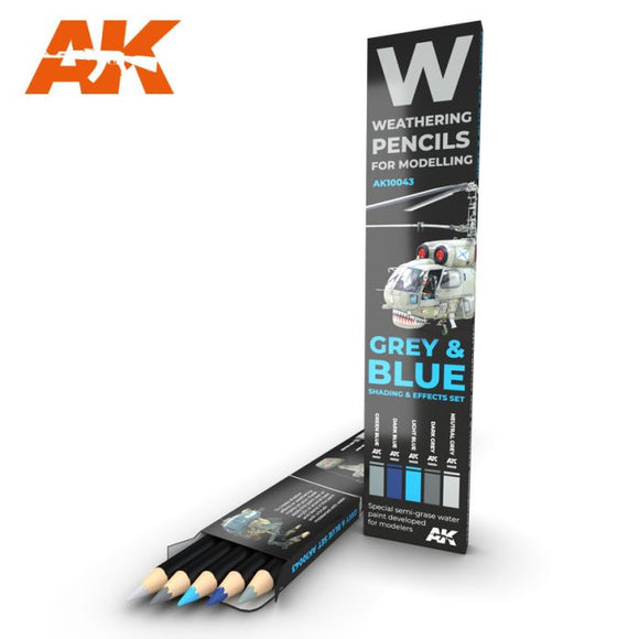 AK Interactive Watercolor Pencil Set Grey And Blue Camouflages