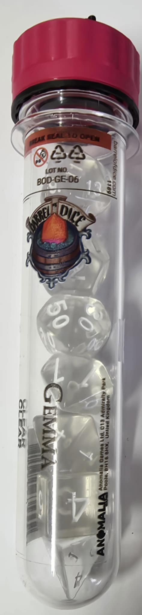 Barrel of Dice: Gemma Clear Dice Set