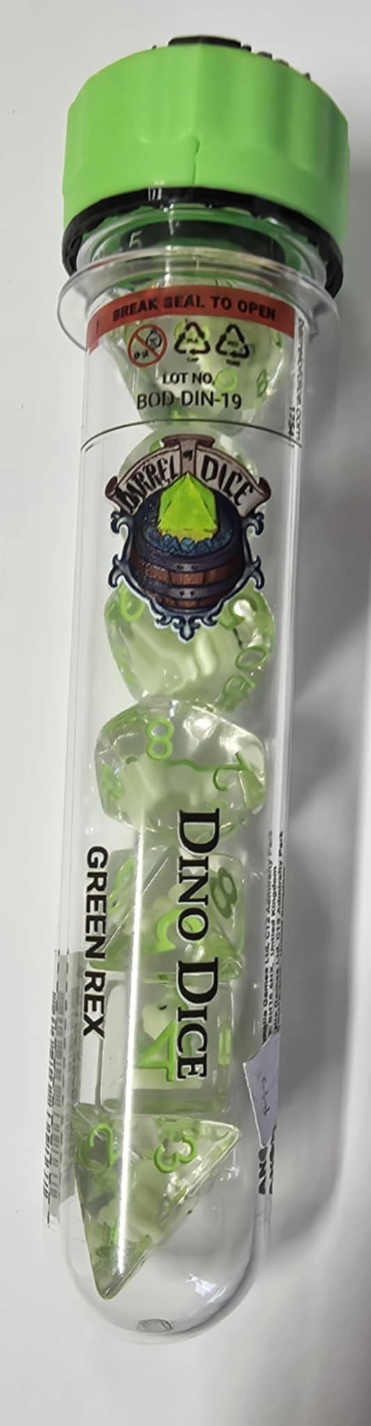 Barrel of Dice: Dino Dice Green Rex Dice Set