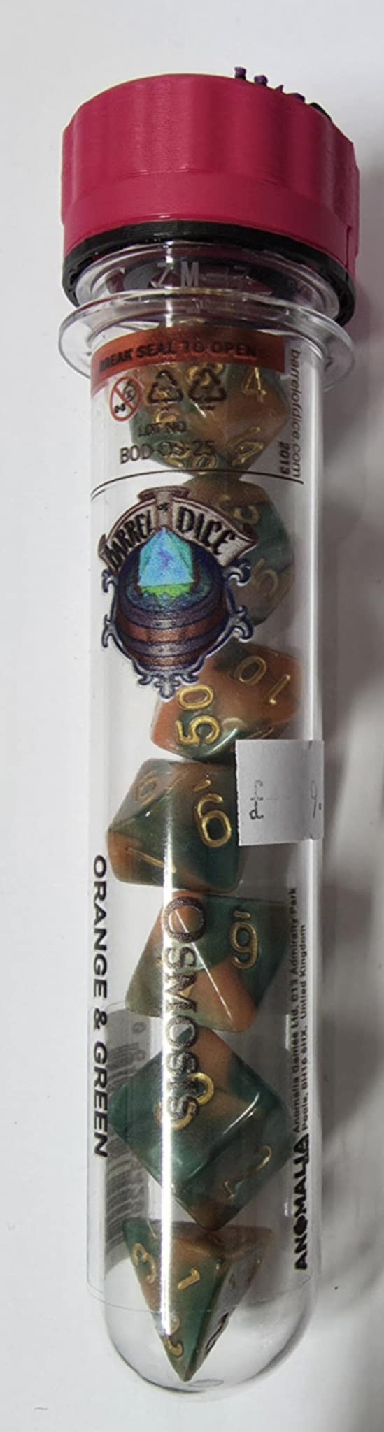 Barrel of Dice: Osmosis Orange & Green Dice Set