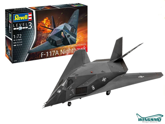 Revell 03899 Lockheed Martin F-117A Nighthawk Stealth Fighter 1:72 Scale Unbuilt/Unpainted Plastic Model Kit