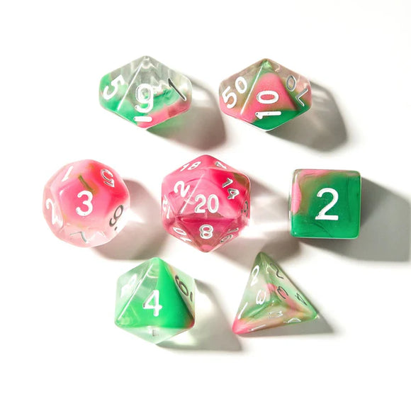 Tabletop Dominion: Watermelon Sugar | Acrylic Dice | 7 Piece Set