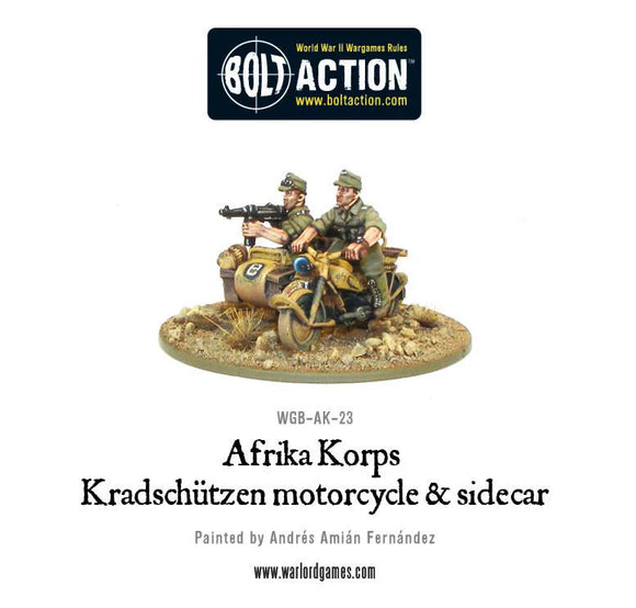 Bolt Action German Afrika Korps Kradschutzen motorcycle and sidecar 20% Off