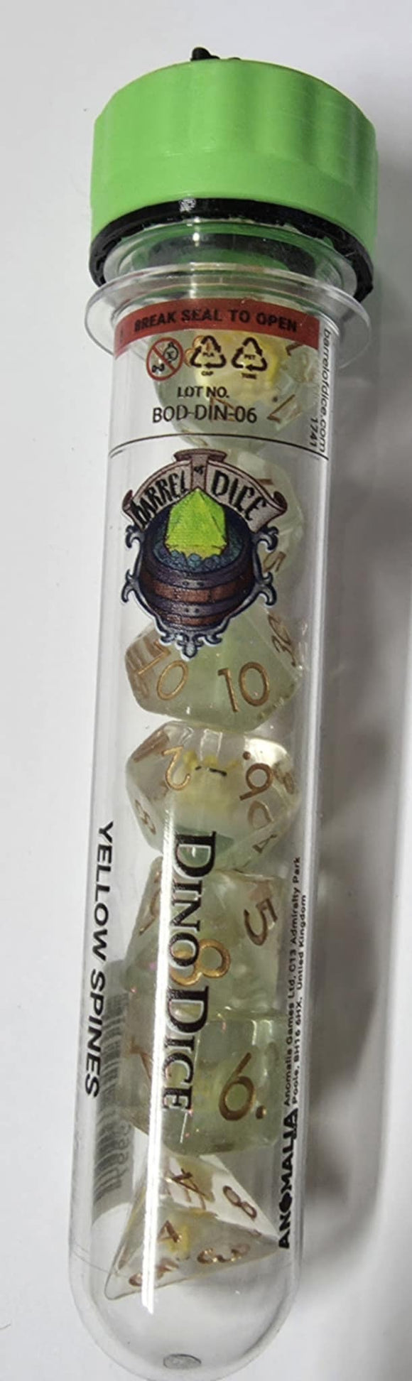 Barrel of Dice: Dino Dice Yellow Spines Dice Set
