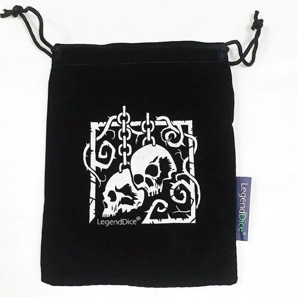 Legend Dice: Dice Bag - LG Skull - Silver