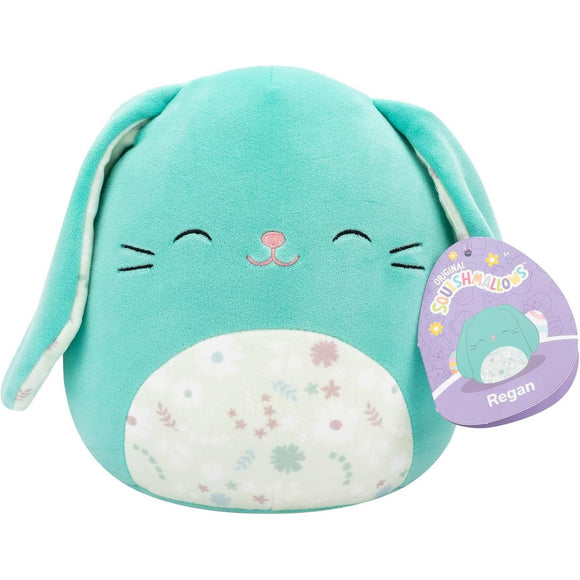 Squishmallows REGAN the Turquoise Bunny (with Floral Belly) 7.5-inch Easter Plush