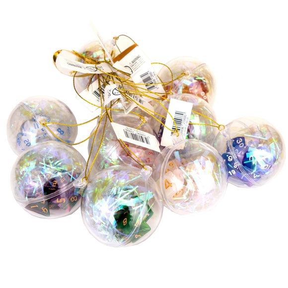 Christmas Clear Baubles with dice set Hanging Decorations - 1 Supplied, Randomly Selected