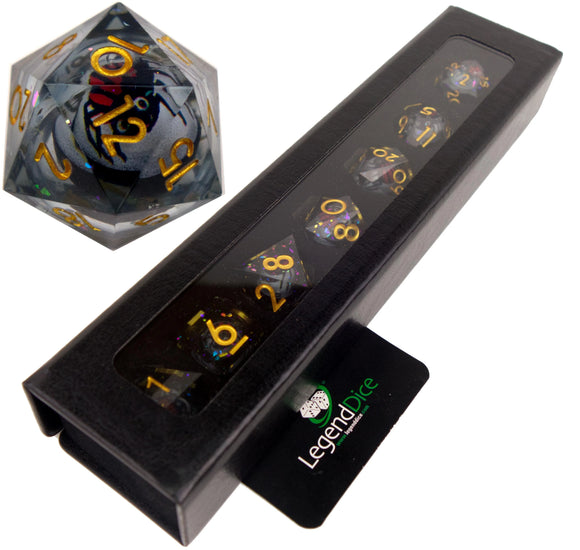 Liquid Core Dice in Case - Red Spider (Gold)