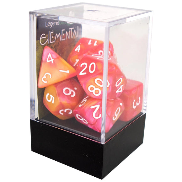 Legend Dice Poly Dice Set - Elemental - Rose and Orange, Boxed