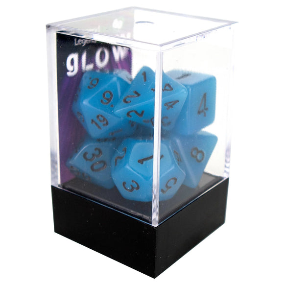 Legend Dice Poly Dice Set - Glow - Blue, Boxed