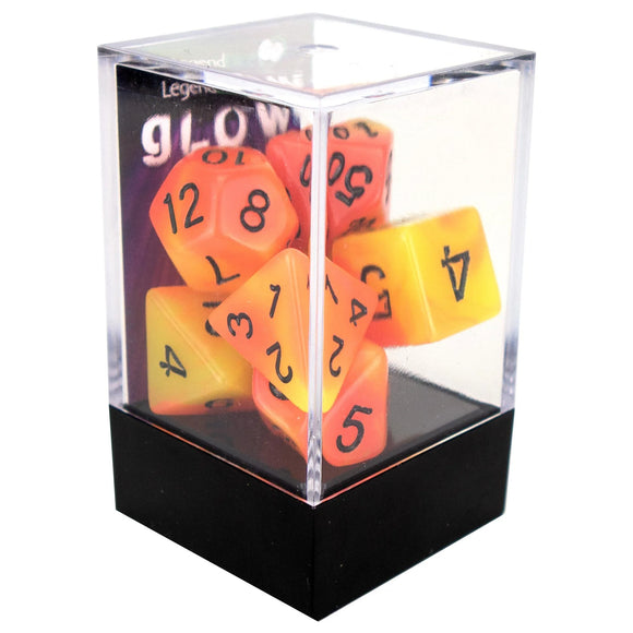 Legend Dice Poly Dice Set - Glow - Orange/Red, Boxed