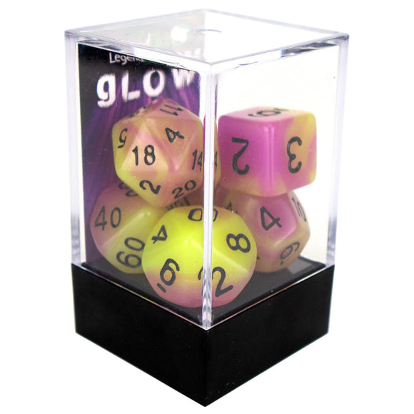 Legend Dice Poly Dice Set - Glow - Purple/Yellow, Boxed
