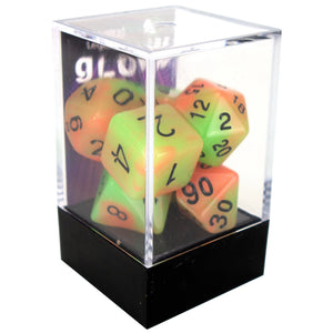 Legend Dice Poly Dice Set - Glow - Orange/Green, Boxed