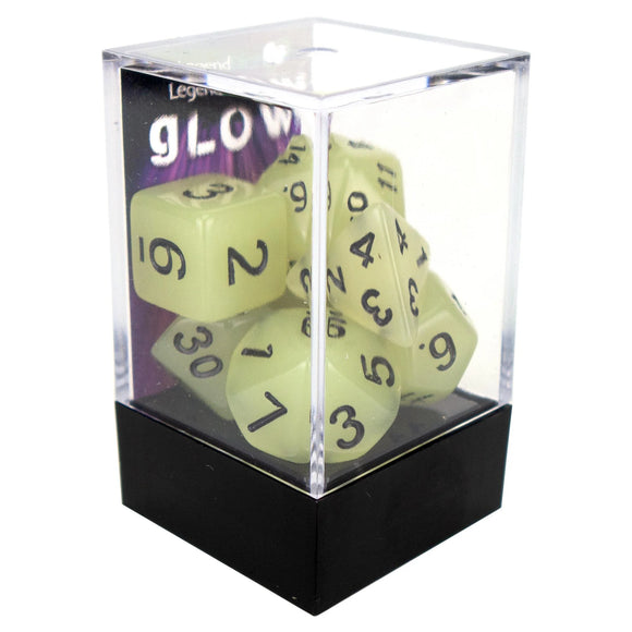 Legend Dice Poly Dice Set - Glow - Grey, Boxed