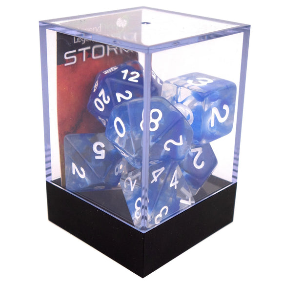Legend Dice Poly Dice Set - Storm - Blue, Boxed