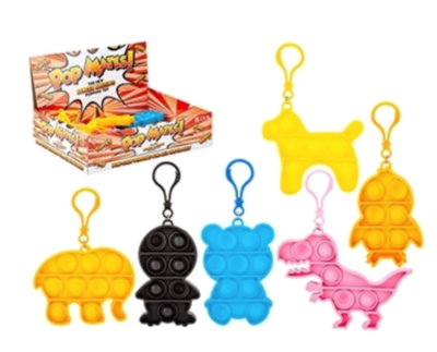Pop Mates Clip On Fidget Toy - Animals Push Poppers
