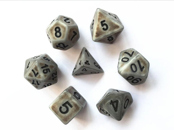 Legend Dice Poly Dice Set - Ancient - Silver, Boxed
