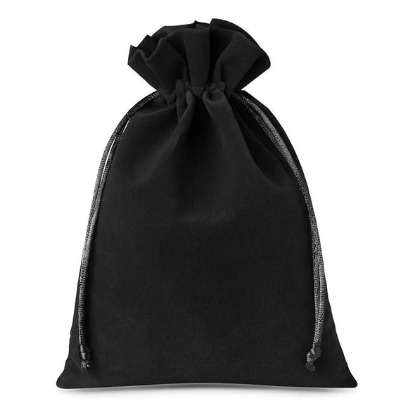 Large Black Velvet Suede Dice Bag
