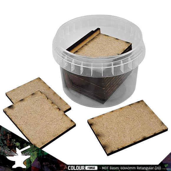 Colour Forge MDF Bases – 60x40mm Rectangular (20)